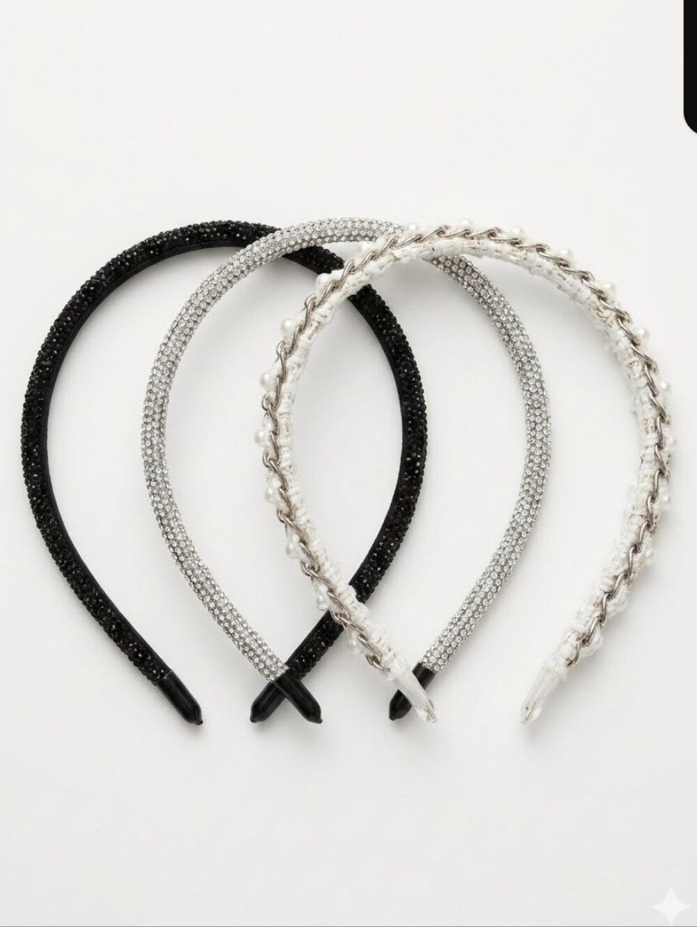 Sparkle Trio Women’s Headbands in Black, Silver, and Cream
